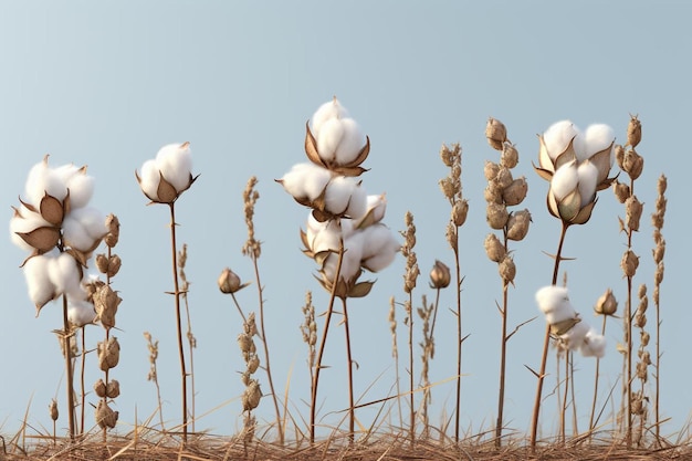 a field of cotton that is covered in snow