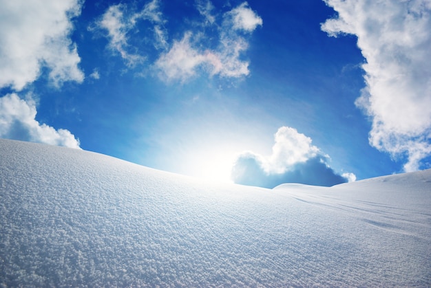 Field covered with snow and ice landscape