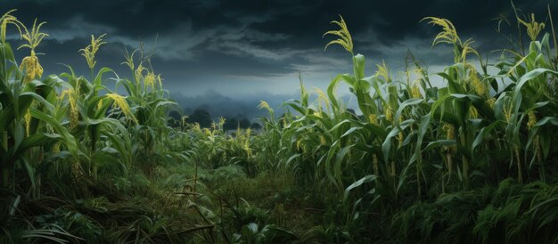 field of crops and individual plant