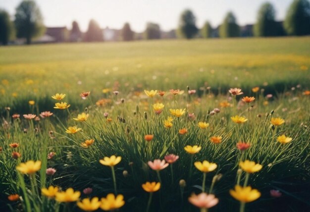 a field of daisies and a blue sky