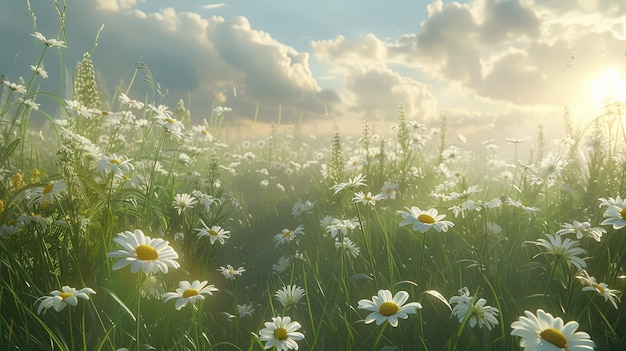 Field of Daisies under Soft Sunlight