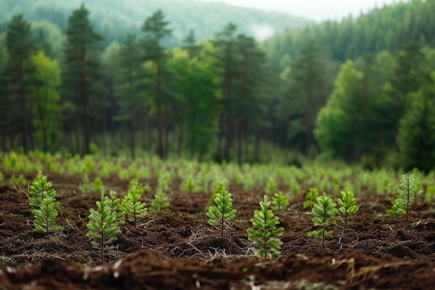 a field of dirt with trees in the background