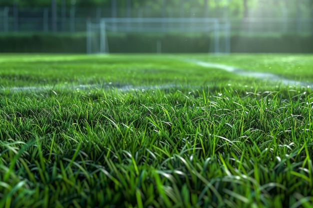 Field of Dreams A Green Grassy Soccer Field Alive with the Energy of Players in the Distance