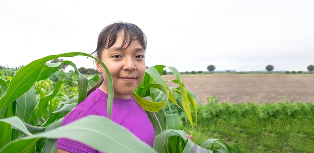 Field Explorer Curious Girl Amidst the Corn Crop