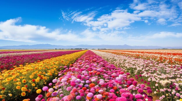 Field of flowers flowers in the field colored flowers under the sky colored flowers