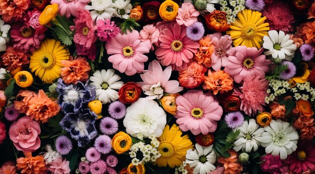 Photo field of flowers flowers in the field colored flowers under the sky colored flowers