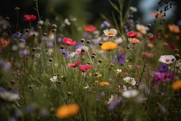 A field of flowers in the garden