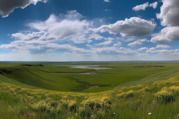 A field of flowers in the prairies