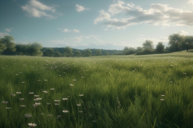 A field of flowers in the sky