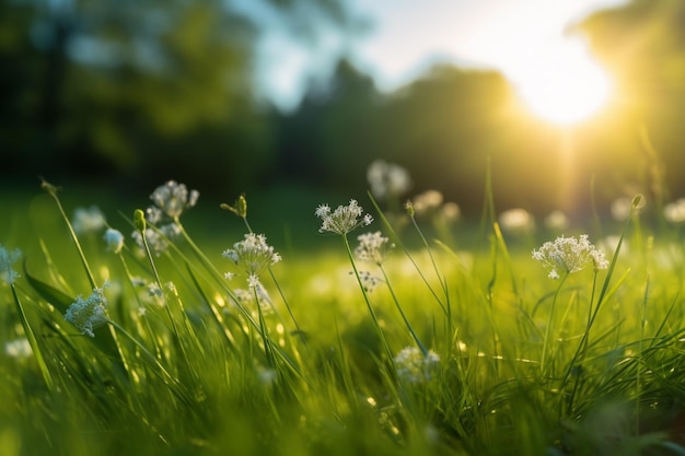 A field of flowers in the sunlight