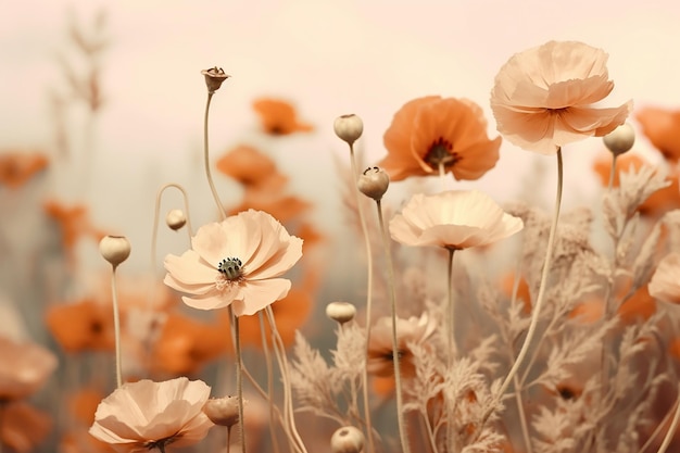 A field of flowers that says'poppy'on it