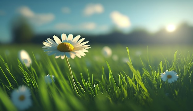 A field of flowers on white background Spring promotion Natural background Beautiful floral background Field vacation Garden nature Relax day