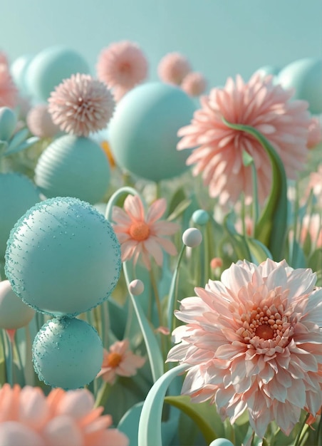 Photo a field of flowers with a blue sky in the background