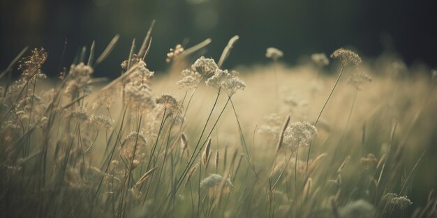 Photo a field of grass with a light on it