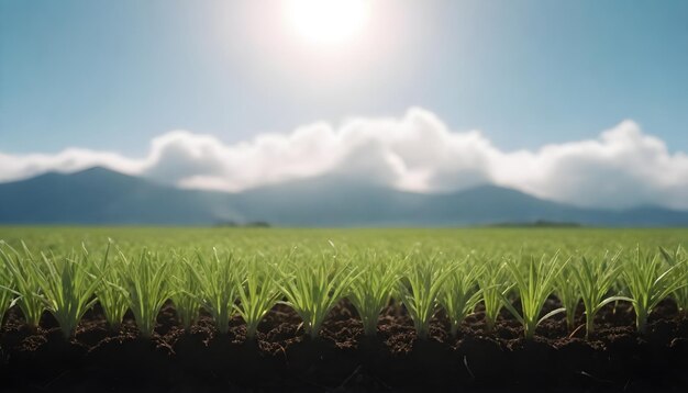 a field of grass with the sun behind it