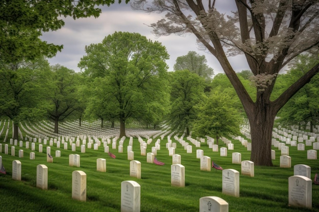 A field of graves with a tree in the background