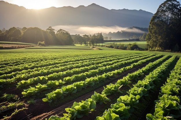 Field of green lettuce Generative AI