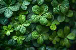 Photo field of green shamrocks background for saint patricks day