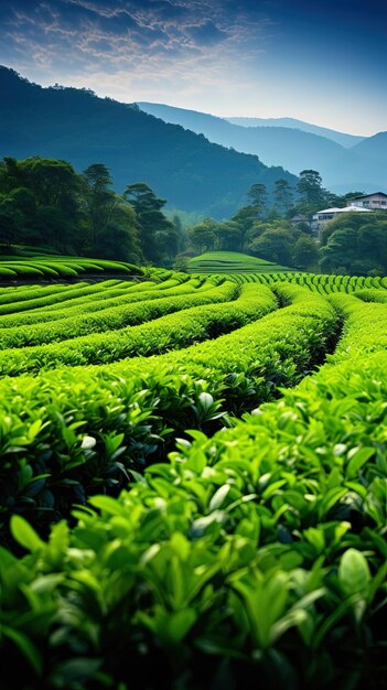 Photo a field of green tea