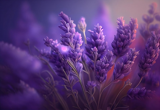 Field lavender background flower background shallow depth of field AI Generated