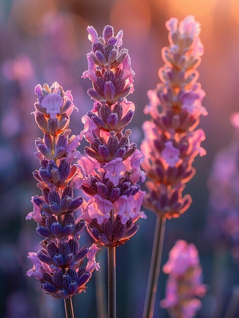 Photo a field of lavender under a clear sky