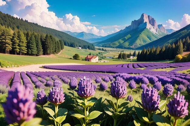 A field of lavender in the french alps