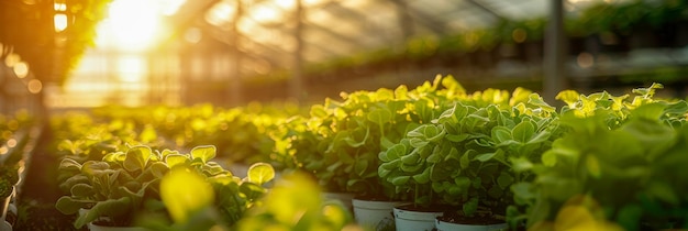 На заднем плане поле салата загорается в солнечном свете ярко-зеленые салатные растения аккуратно расположены в рядах, впитывая солнечные лучи