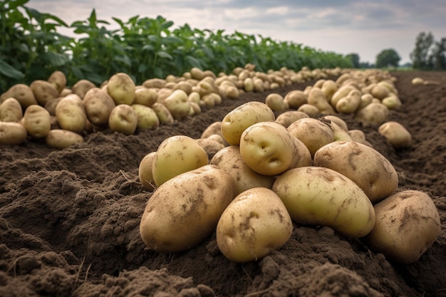 A field of potatoes with the word potato on the front