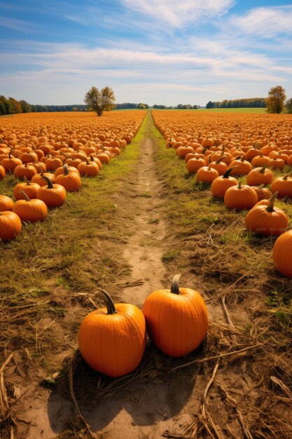 a field of pumpkins