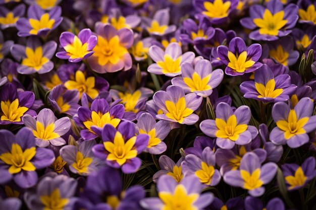 Field of Purple Yellow Flowers