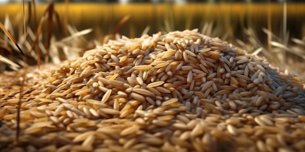 Поле риса с рисовым растением чистое небо обои фон AI Сгенерировано