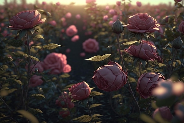 field of roses