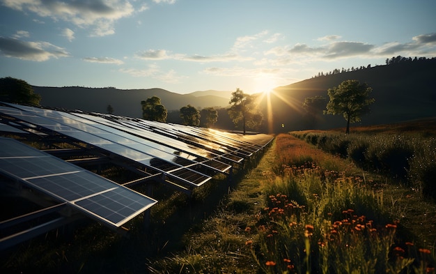 A field of solar panels sustainable energy