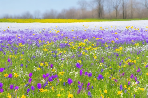 Field of spring flowers