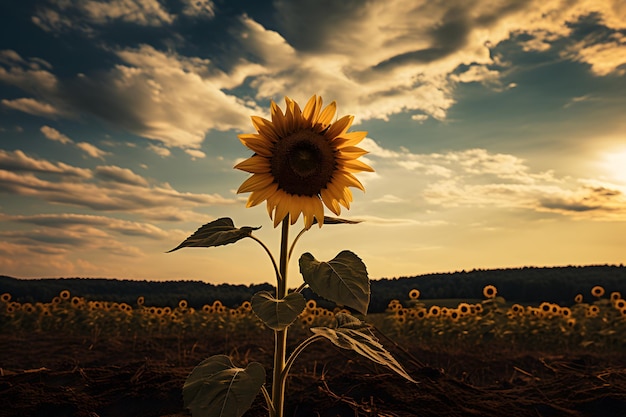 A field and a sunflower