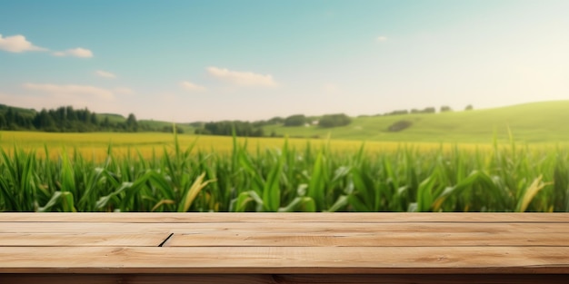 A field of sweet corn for agriculture under a clear sky