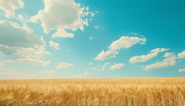 A field of tall grass with a clear blue sky above