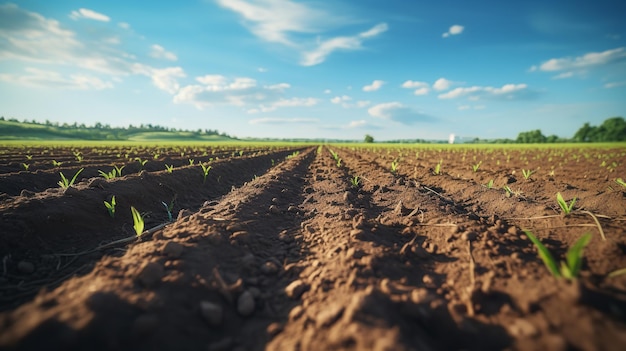 A field that has been ploughed and is ready for agricultural planting space Generative AI