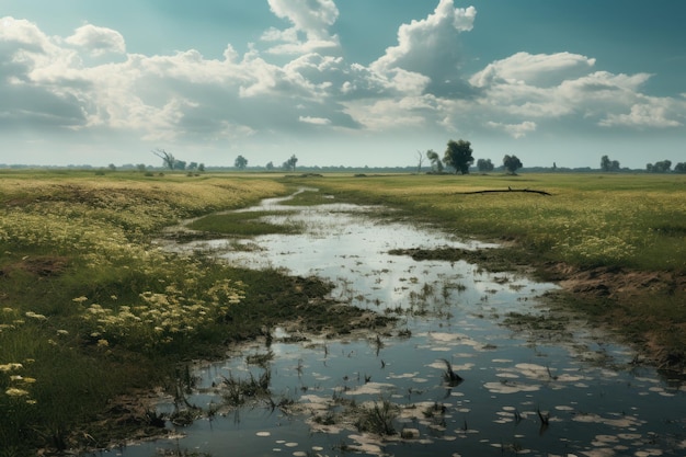 Field that is filled with water