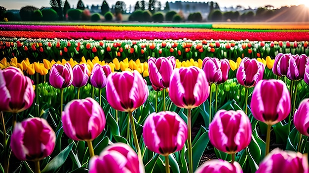 A field of tulips in the background