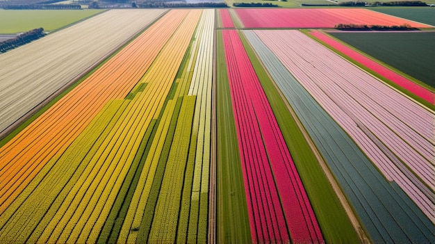 Photo a field of tulips with a field of tulips in the background