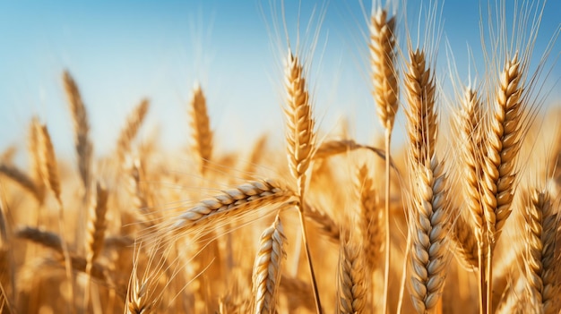 field of wheat and blue sky in summer