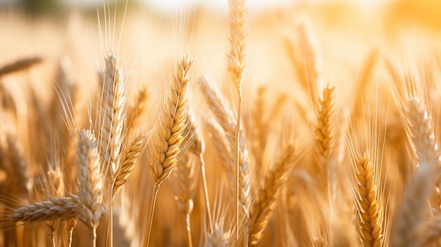 field of wheat and blue sky in summer