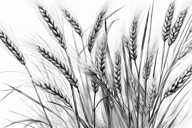 Foto campo di grano pagina da colorare qualità stampabile qualità poster in bianco e nero