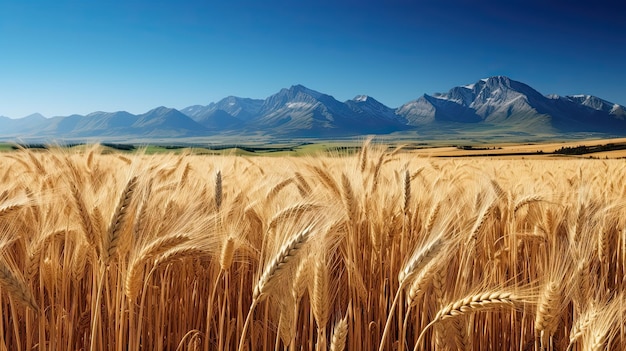 Foto campo di montagne di grano sullo sfondo