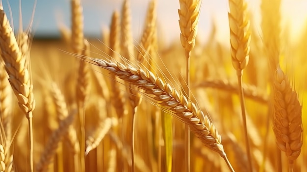 Field of wheat in a sun day