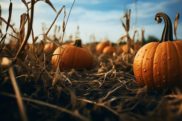 A field where many pumpkins grow