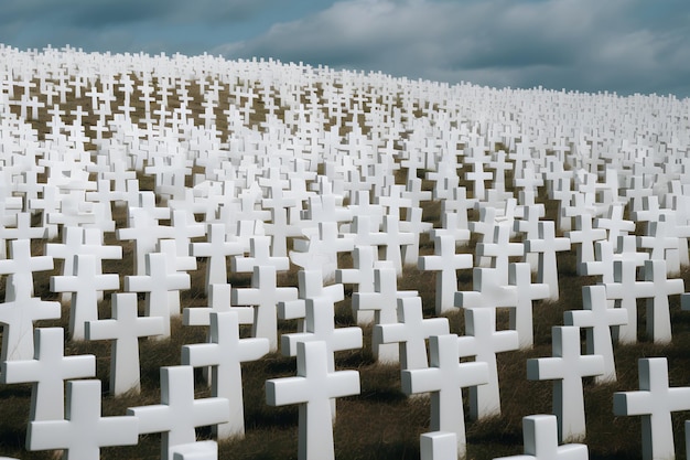 A field of white crosses
