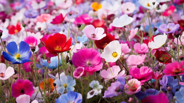 A field of wildflowers stretches endlessly