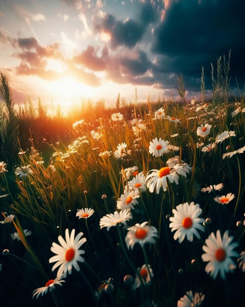 A field with daisies Summer landscape